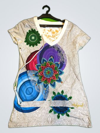 Desigual Printed V-Neck Mini Dress