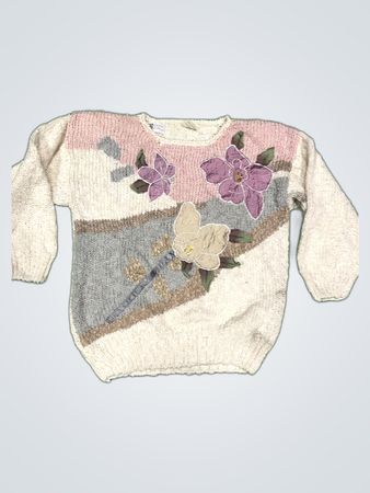 Liz Claiborne Floral Embroidered Knit Sweater