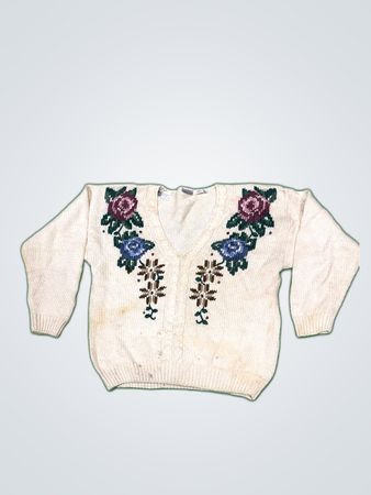 Jantzen Embroidered Floral Knit Cardigan