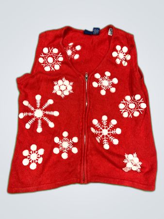 Basic Editions Red Snowflake Knit Vest