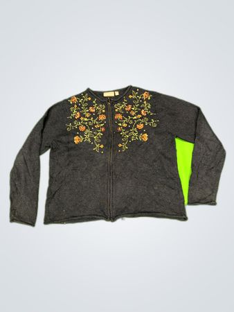 Craft & Barrow Embroidered Zip Cardigan