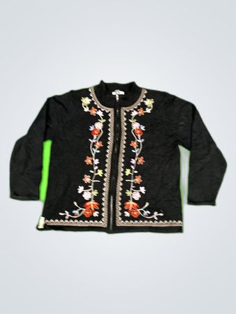 Dressbarn Embroidered Knit Cardigan