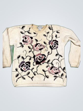 Hand-Knitted Floral Sweater