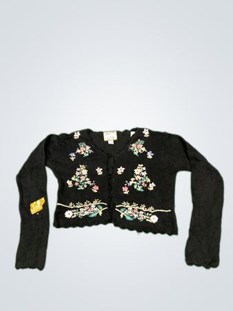 Black Floral Embroidered Sweater