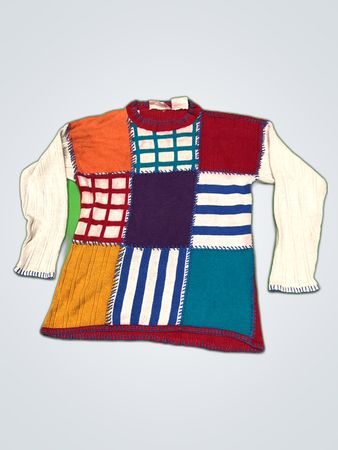 Benetton Multicolored Patchwork Sweater