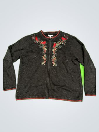 Croft & Barrow Black Embroidered Cardigan