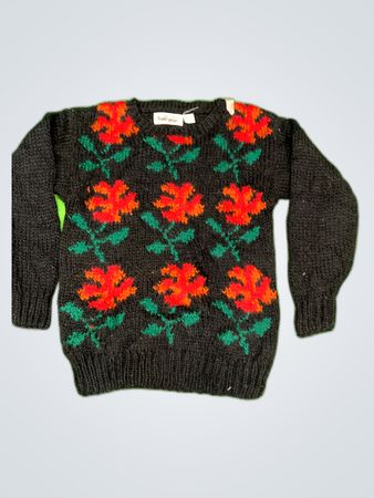 Black Floral Knit Sweater