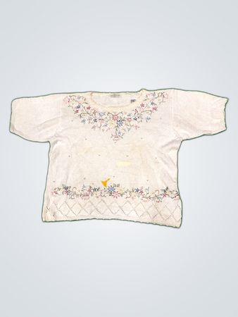 White Floral Embroidered Sweater