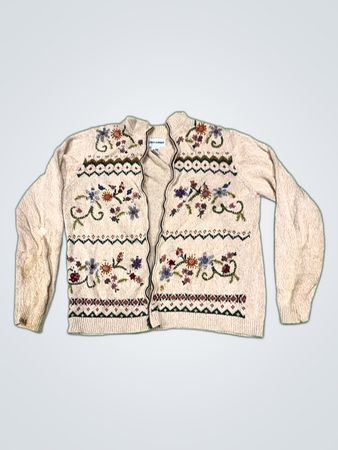 Alfred Dunner Floral Embroidered Knit Cardigan