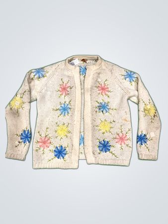 Floral Embroidered Knit Cardigan