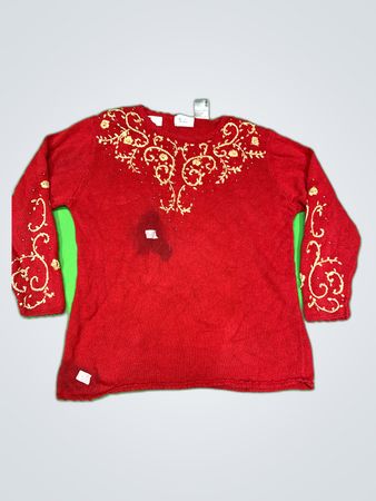 Katia Embroidered Red Knit Sweater