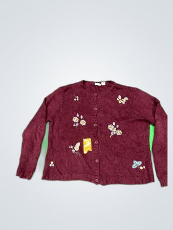 Cherokee Maroon Knit Cardigan