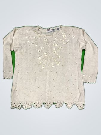 Sarah Morgan Floral Embroidered Knit Sweater