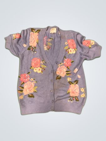 Susan Bristol Floral Embroidered Knit Cardigan