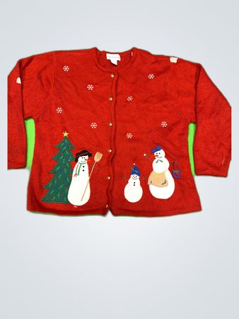 Croft & Barrow Red Festive Knit Cardigan