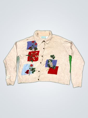 220 Knitwear Floral Applique Cardigan