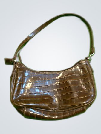 Brown Crocodile Embossed Small Handbag