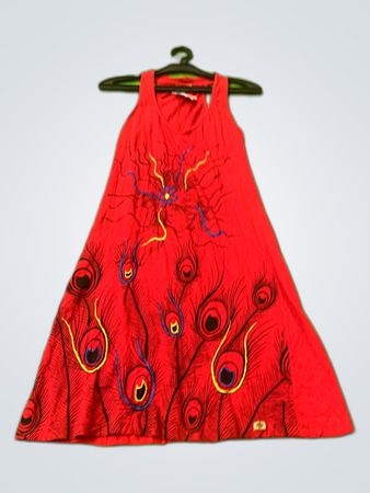 Allbirds Red Peacock Print Mini Dress