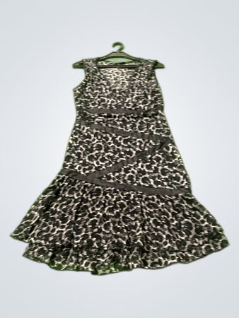 Sava Paris Black and White Leopard Print Dress
