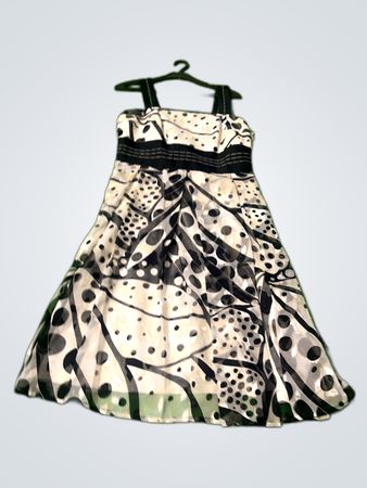 Dress with Black and White Polka Dot Pattern