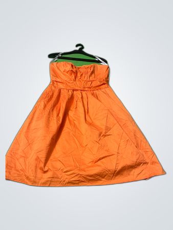 David's Bridal Orange Strapless Mini Dress
