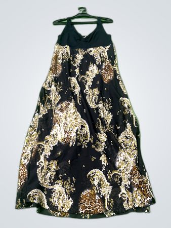 Unbranded Black and Gold Print Maxi Dress