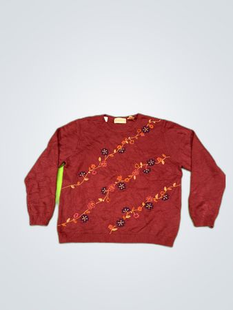 Alfred Dunner Embroidered Knit Sweater