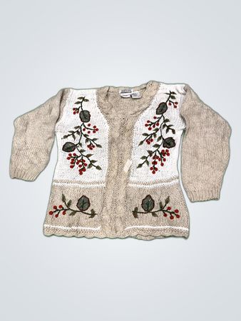 Bobbie Green Embroidered Knit Cardigan