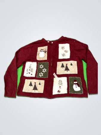 Craft & Barrow Red Christmas Patchwork Cardigan