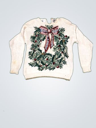 Talbots Christmas Wreath Knit Sweater