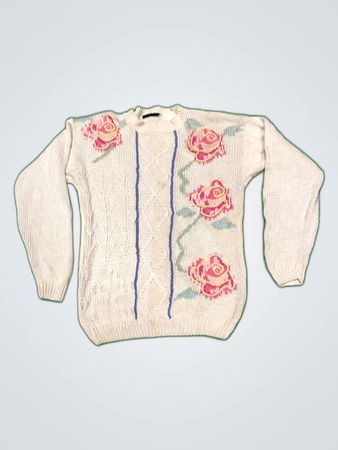 Ashleigh Morgan Rose Embroidered Knit Sweater