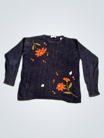 Unbranded Floral Embroidered Knit Sweater