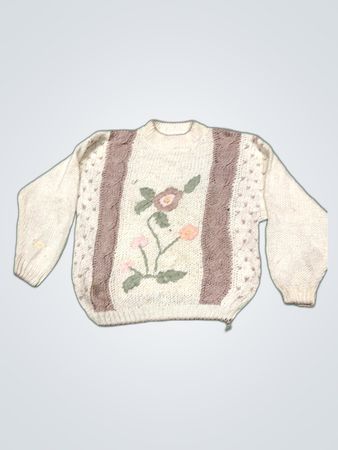 Hand-Knitted Floral Sweater