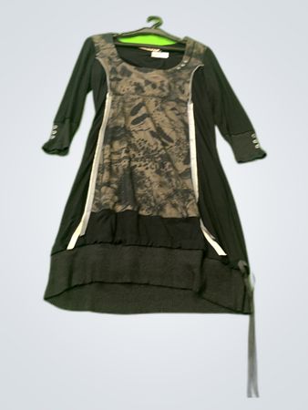 La Mode Est A Vous Black Printed Layered Dress