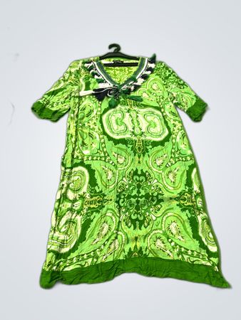 Pilar Prieto Green Printed Mini Dress