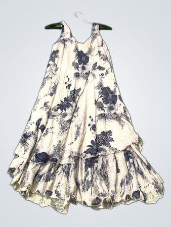 Unbranded White Floral Print Sleeveless Midi Dress