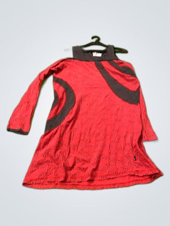 Red Printed Off-Shoulder Long Sleeve Blouse