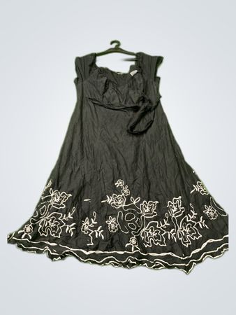 Black Floral Embroidered Wrap Dress