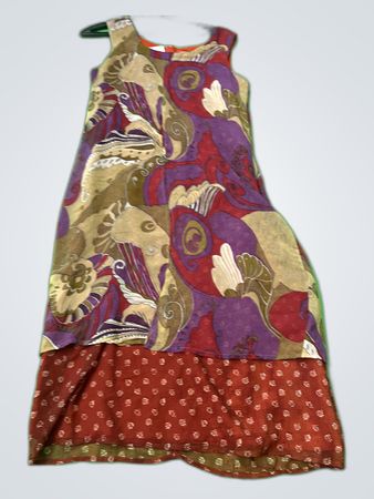 Bleu Multicolored Abstract Print Sleeveless Midi Dress