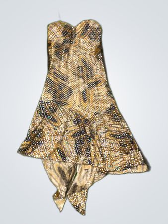 Sequined Animal Print Strapless Mini Dress