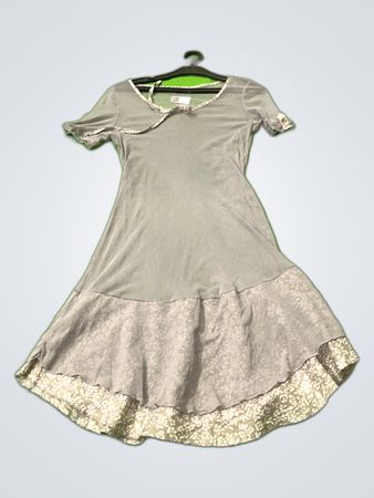 Gray Lace Trim Midi Dress