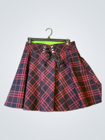 Plaid Lace-Up Mini Skirt