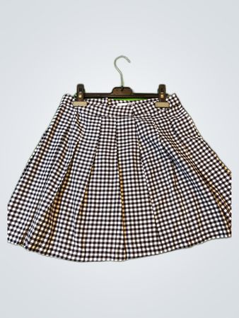 Zara Black and White Checkered Pleated Mini Skirt