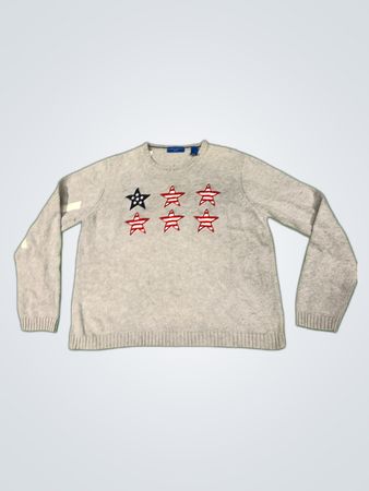 Karen Scott Sport Grey Patched Crewneck Sweater