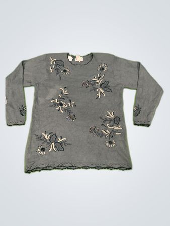 KOREKOT Floral Embroidered Knit Sweater