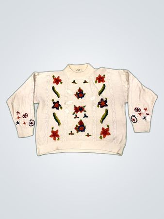 H&M Floral Embroidered Knit Sweater
