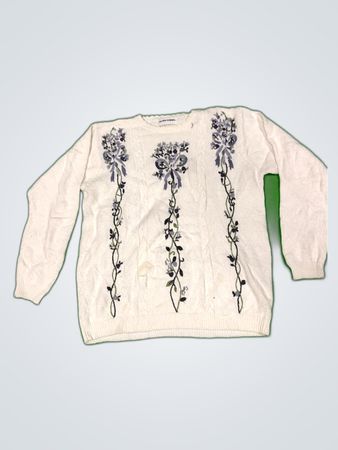 Alfred Dunner Floral Embroidered Knit Cardigan