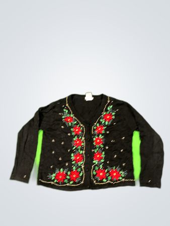 Black Embroidered Cardigan