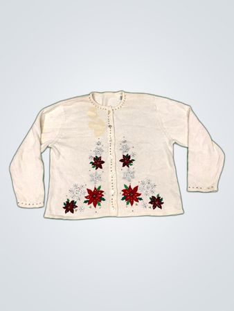 Festive White Knit Cardigan