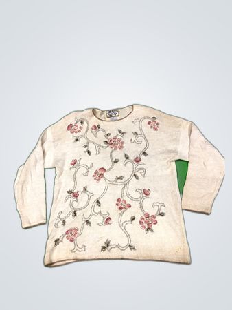 Heirloom Collection Floral Embroidered Knit Sweater